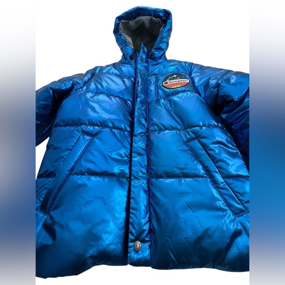 RARE Champion x NASA Metallic Puffer Jacket Mens Blue Quilted Space - Picture 7 of 12